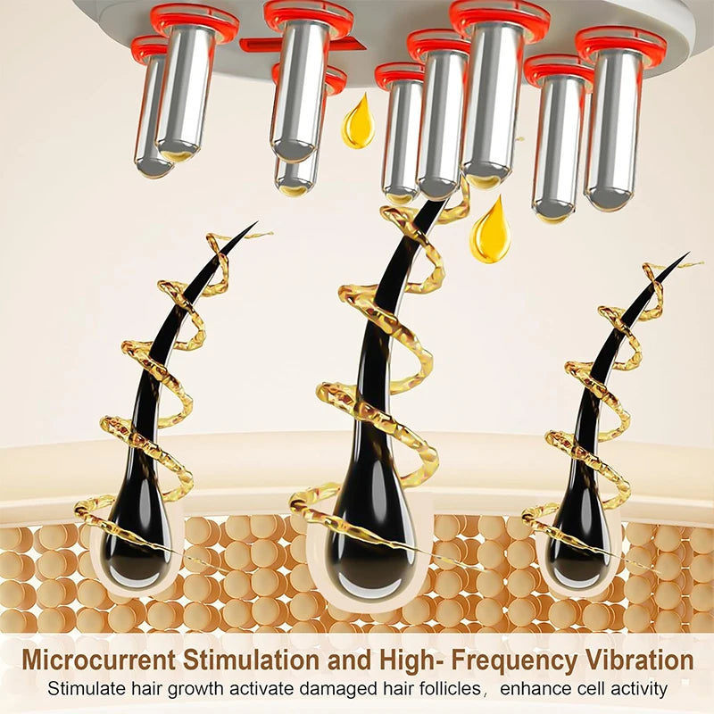 Microcurrent Head Scalp Massager Oil Applicator Comb Red Light Therapy Vibration Massage Liquid Anti Hair Loss Comb Medicine