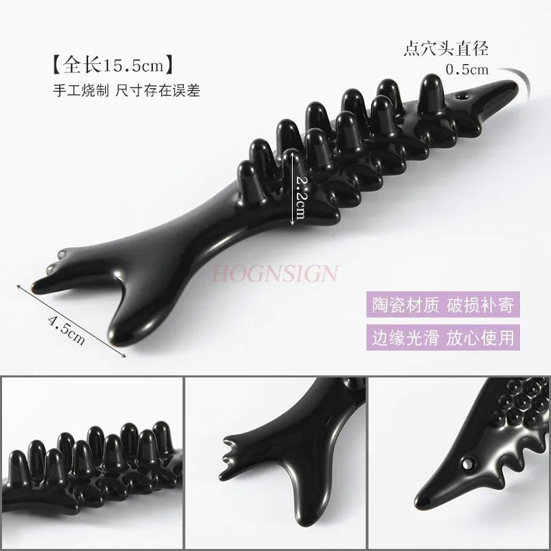 Small fish facial massage comb head meridian dredging massager scraping board hand multi-functional massage tool ceramic