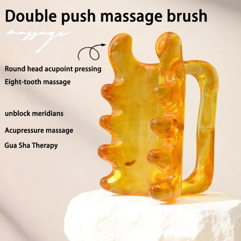 1 Pcs Double Push Resin Massage Comb Back Waist Body Scraper Shoulder Neck Massage Gua Sha Stick Meridian Dredging Massage Tool
