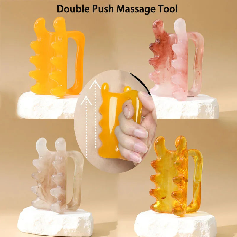 1 Pcs Double Push Resin Massage Comb Back Waist Body Scraper Shoulder Neck Massage Gua Sha Stick Meridian Dredging Massage Tool