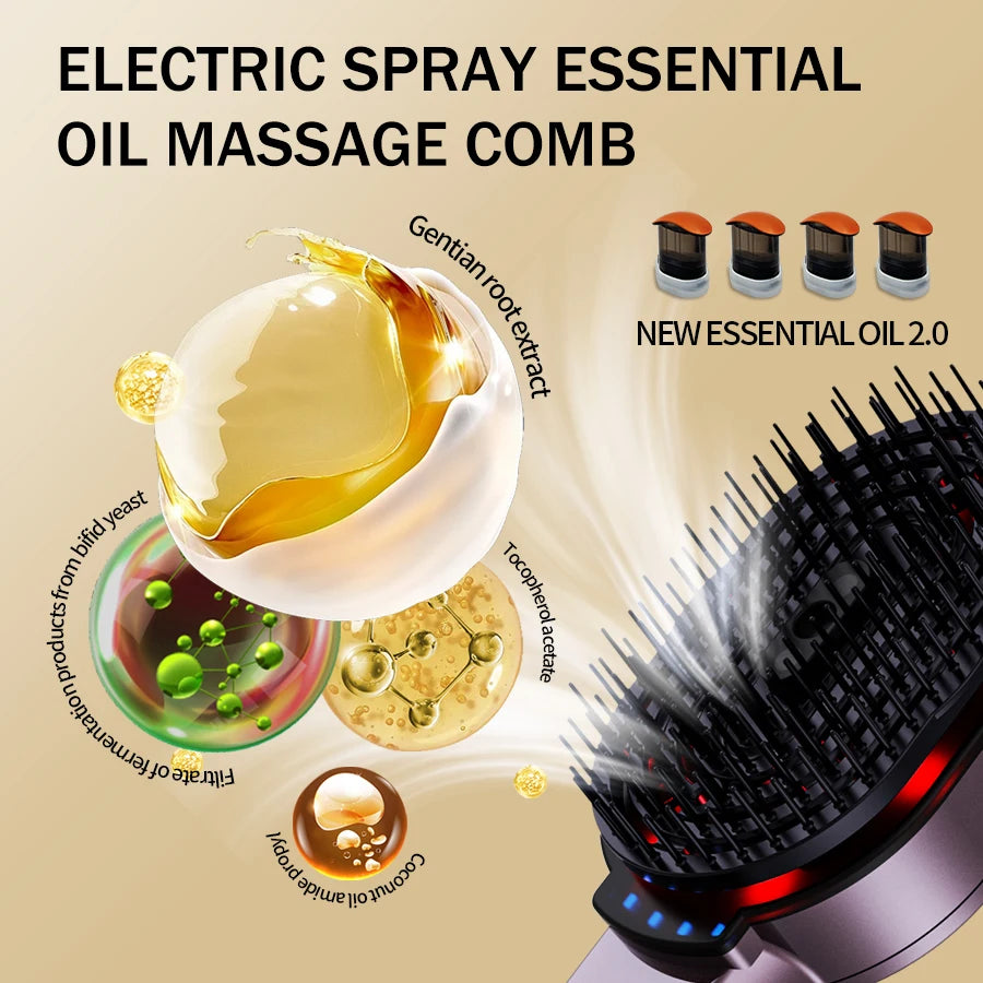 4-in-1 Massage Comb Essential Hair Oil Spray Bomb Included Head Spa Relaxation Treatment Plasma NIR Photon Hair Comb Massager