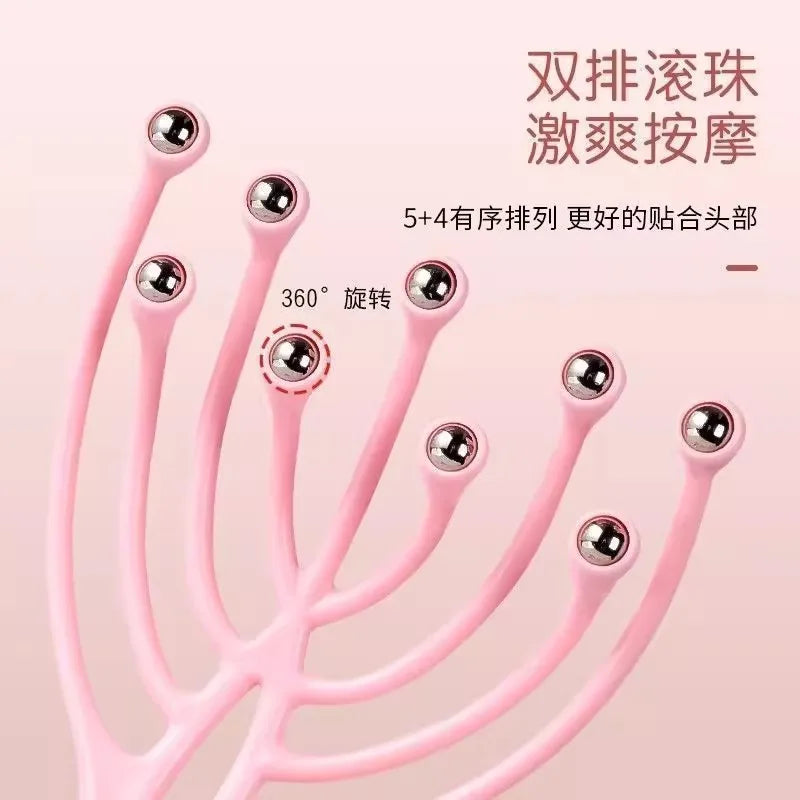 Head massager with nine claws, massage comb with rolling ball, five claws for scalp and meridian dredging, scratching the head