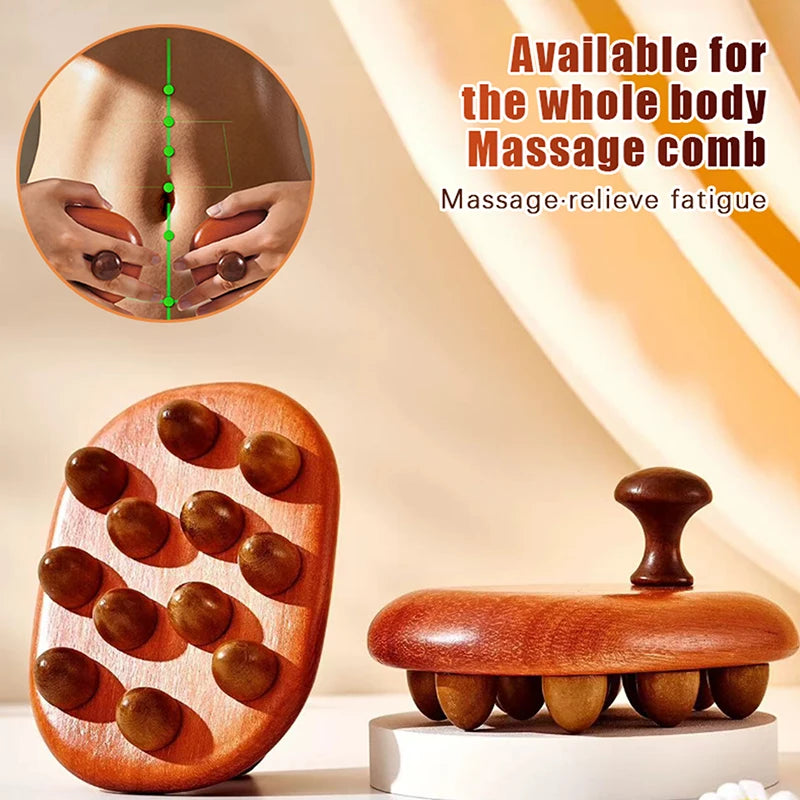 Wood Handheld Massage Brush Wood Meridian Gua Sha Slimming Brush Massager Abdome Full Body Massage Comb Acupressure Brush