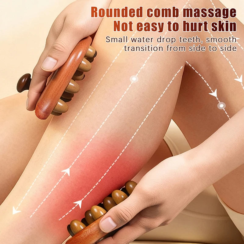 Wood Handheld Massage Brush Wood Meridian Gua Sha Slimming Brush Massager Abdome Full Body Massage Comb Acupressure Brush