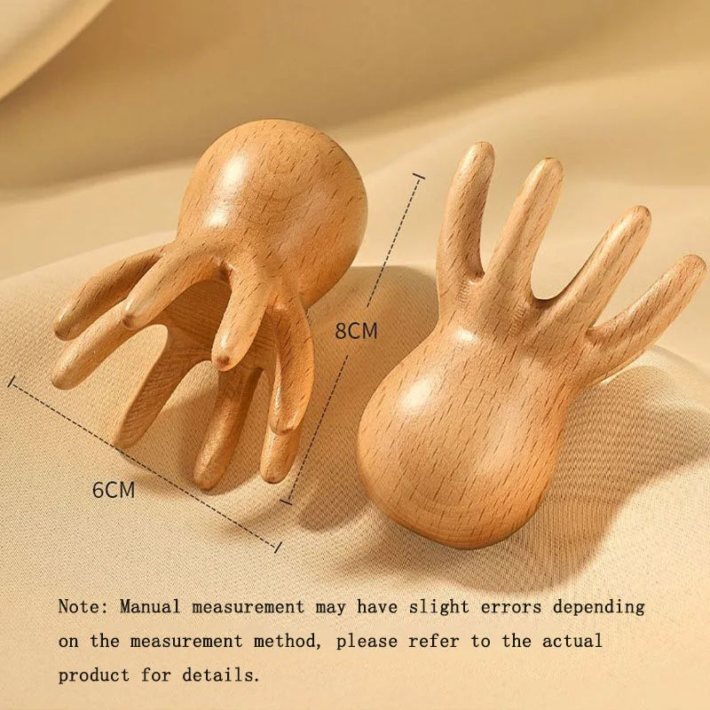 Beechwood Octopus Massage Comb Meridian Scraping Back Body Massage Acupuncture SPA GuaSha Fatigue Relief Relax Head Massage Tool