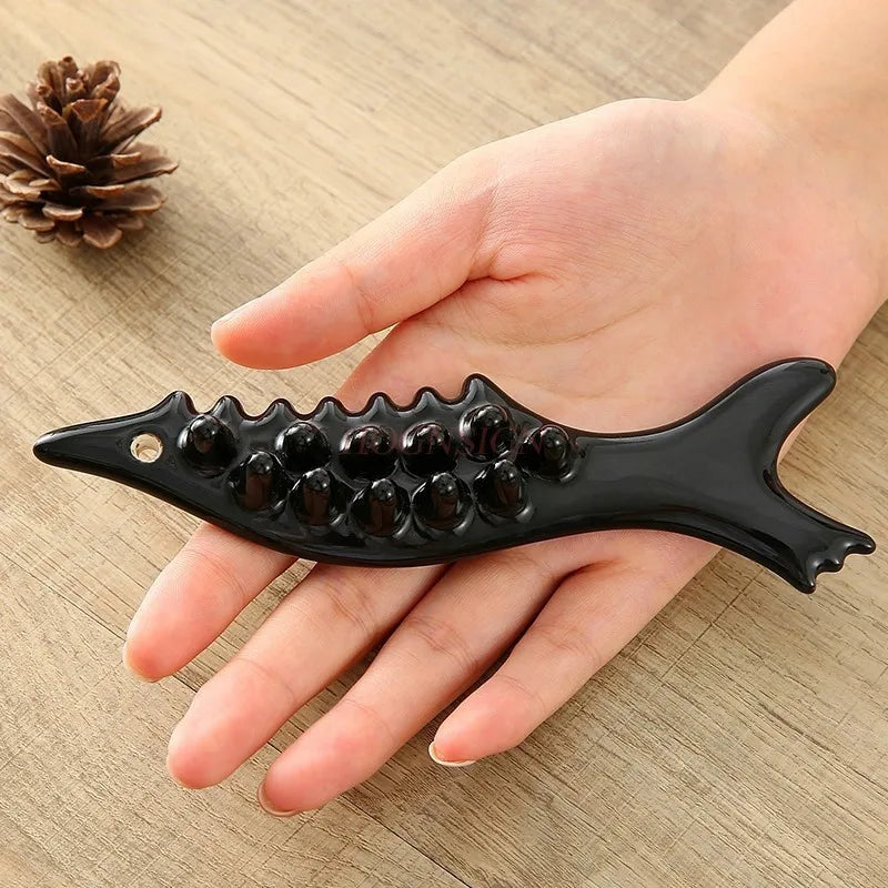 Small fish facial massage comb head meridian dredging massager scraping board hand multi-functional massage tool ceramic